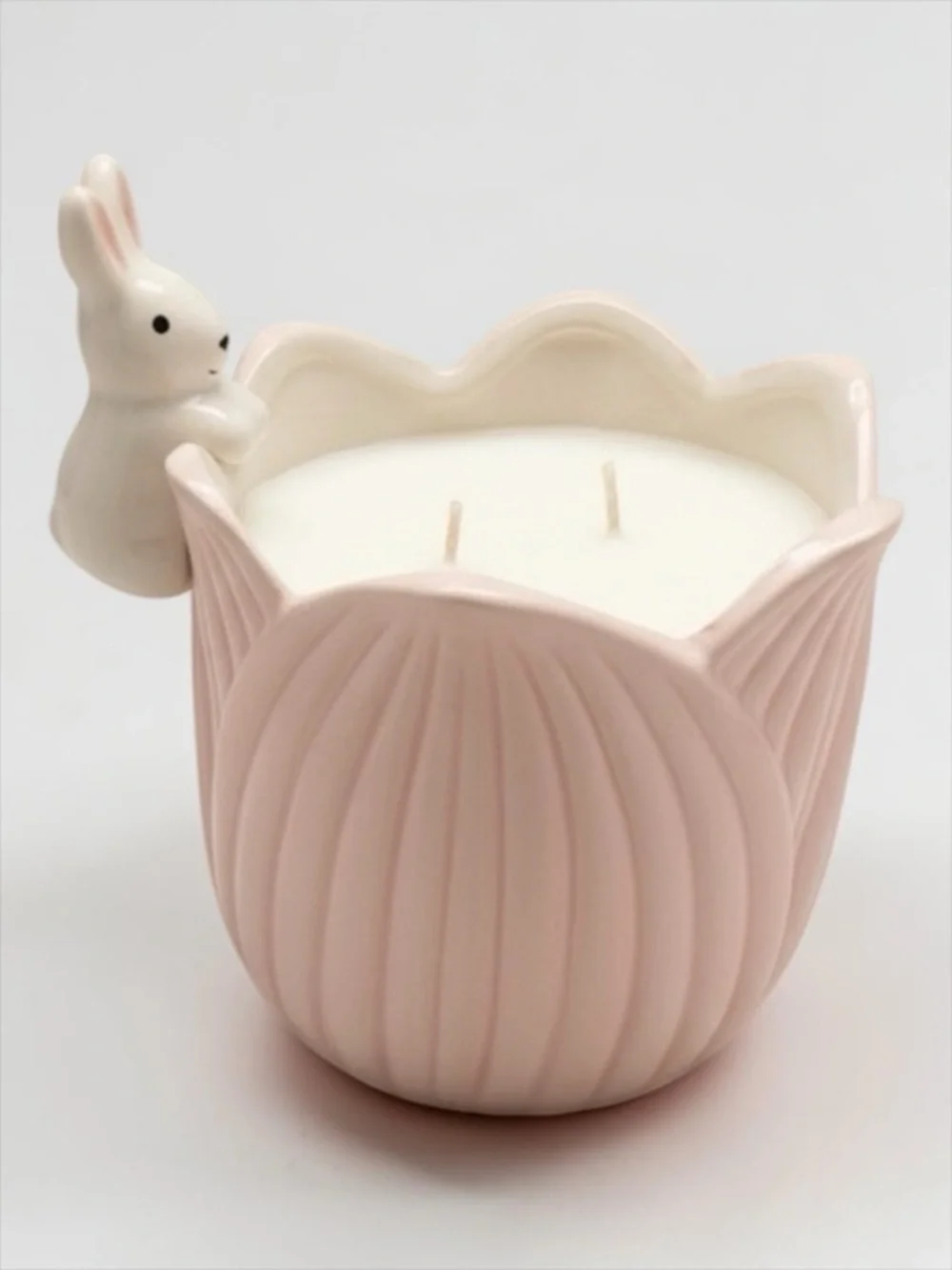 Rachel Ashwell Pink Bunny Ceramic Candle Cottagecore Shabby Chic Decor NWT